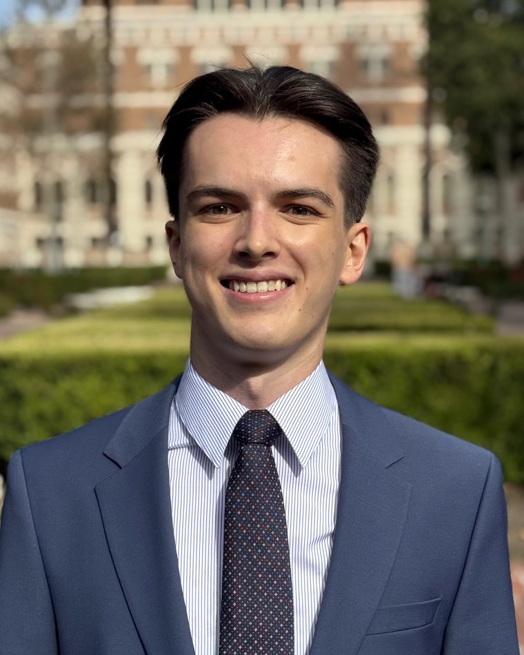 Mikhail Glukhov, photographed outside Doheny Memorial Library at USC.